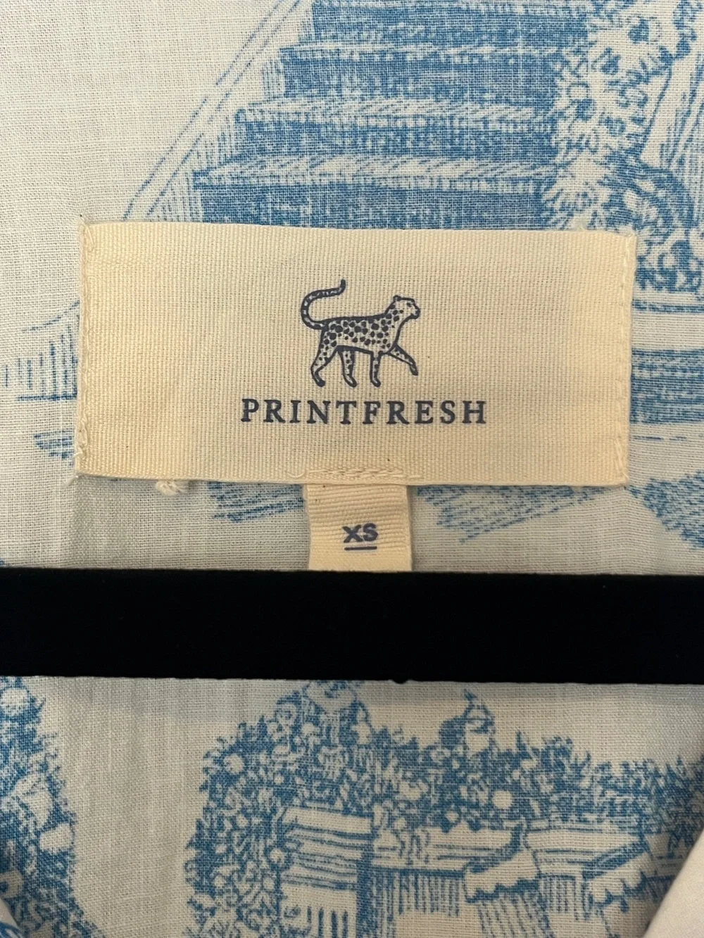 Printfresh x Kathy Hilton Holiday Toile Long Sleep Set Pajamas Blue White XS NWT